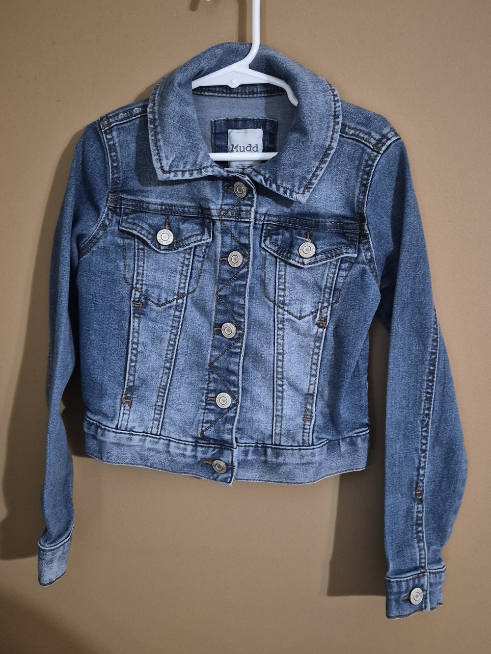 Mudd Girls' Light Blue Denim Jacket with Button Front Girl's Size 7